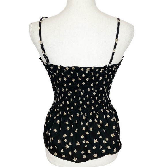 Etophe Studio Black Floral Top Straps Peplum Hem M - Picture 3 of 10